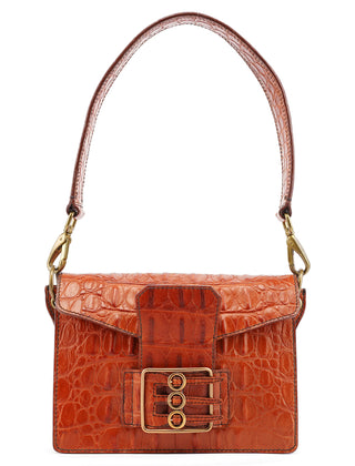 Miu Miu Brown Croc Embossed Belt Shoulder Bag