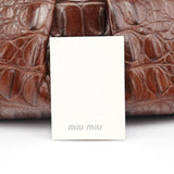 Miu Miu Brown Croc Embossed Clutch Shoulder Bag
