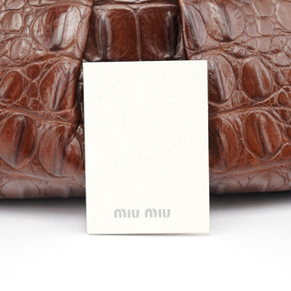 Miu Miu Brown Croc Embossed Clutch Shoulder Bag