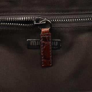 Miu Miu Brown Croc Embossed Clutch Shoulder Bag