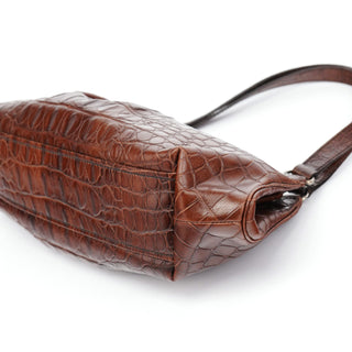 Miu Miu Brown Croc Embossed Clutch Shoulder Bag