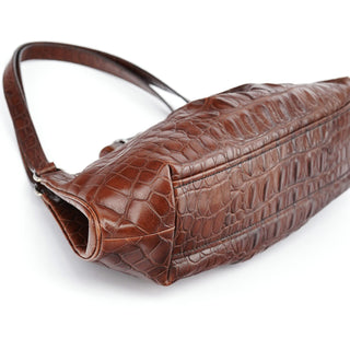 Miu Miu Brown Croc Embossed Clutch Shoulder Bag