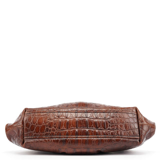 Miu Miu Brown Croc Embossed Clutch Shoulder Bag