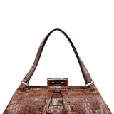 Miu Miu Brown Croc Embossed Clutch Shoulder Bag