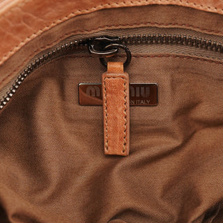 Miu Miu Brown Distressed Leather Hobo Shoulder Bag