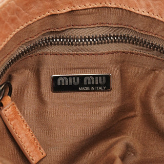 Miu Miu Brown Distressed Leather Hobo Shoulder Bag