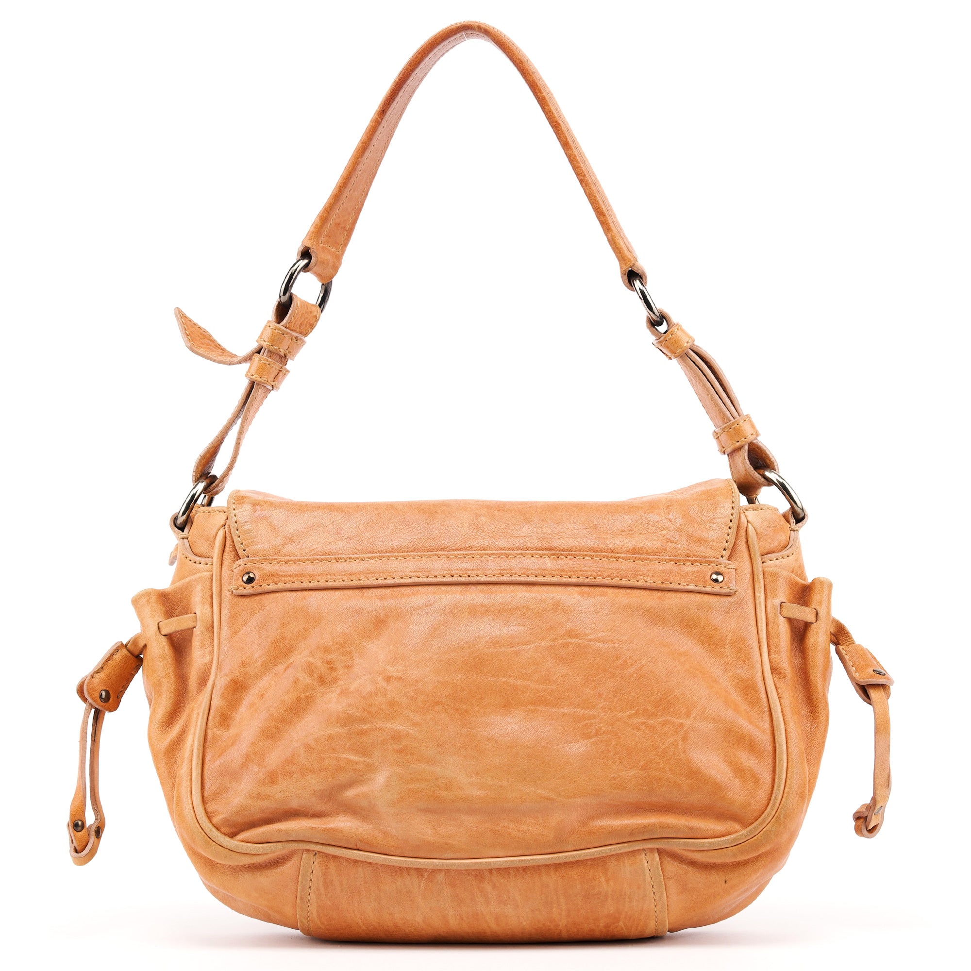 Miu Miu Brown Distressed Leather Hobo Shoulder Bag