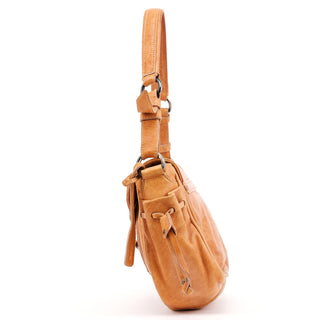 Miu Miu Brown Distressed Leather Hobo Shoulder Bag