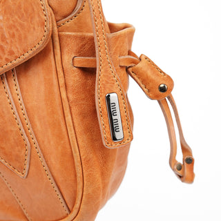 Miu Miu Brown Distressed Leather Hobo Shoulder Bag