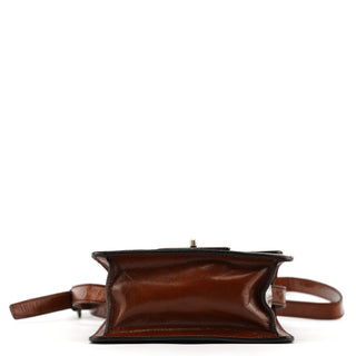 Miu Miu Brown Leather Flap Crossbody Bag