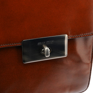 Miu Miu Brown Leather Flap Crossbody Bag