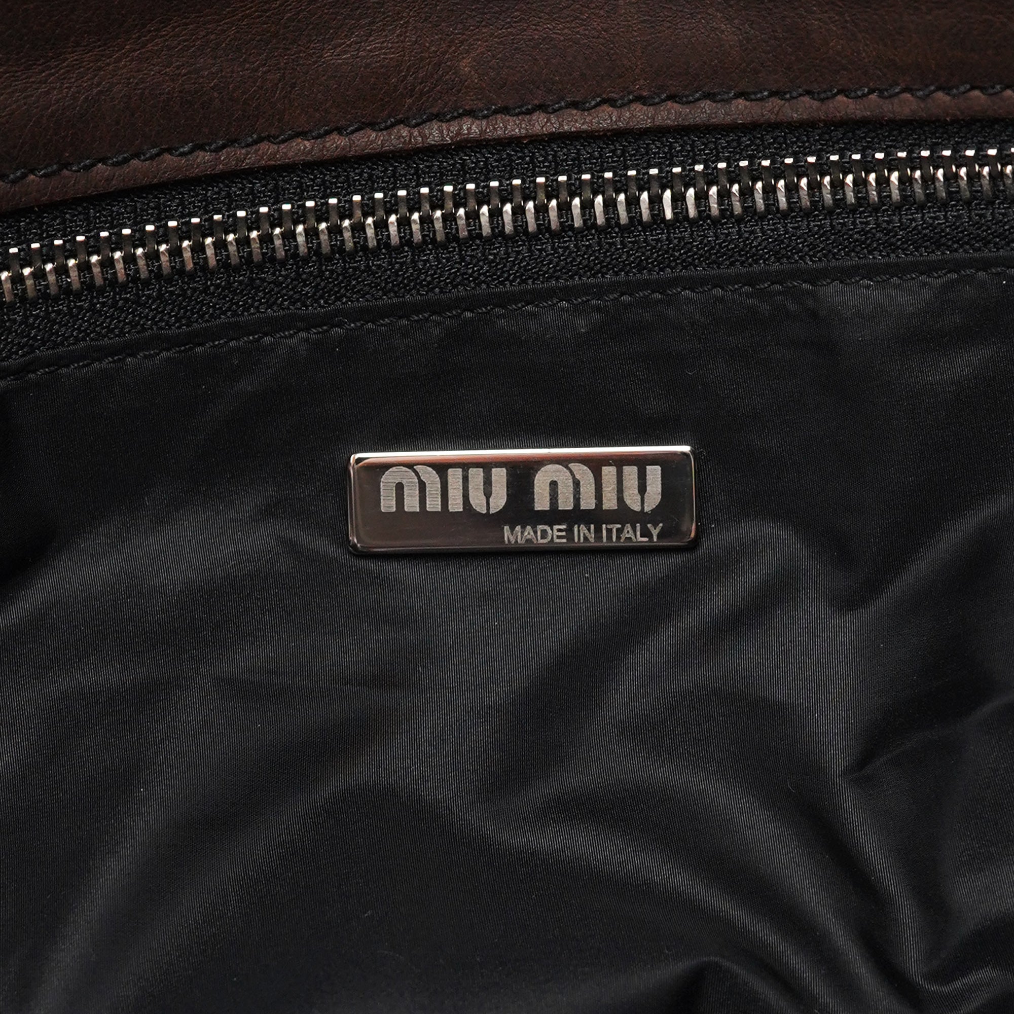 Miu Miu Brown Leather Pocket Tote Bag