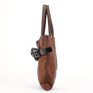 Miu Miu Brown Leather Pocket Tote Bag