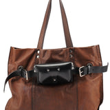 Miu Miu Brown Leather Pocket Tote Bag