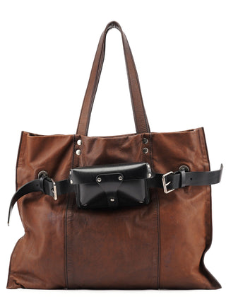 Miu Miu Brown Leather Pocket Tote Bag