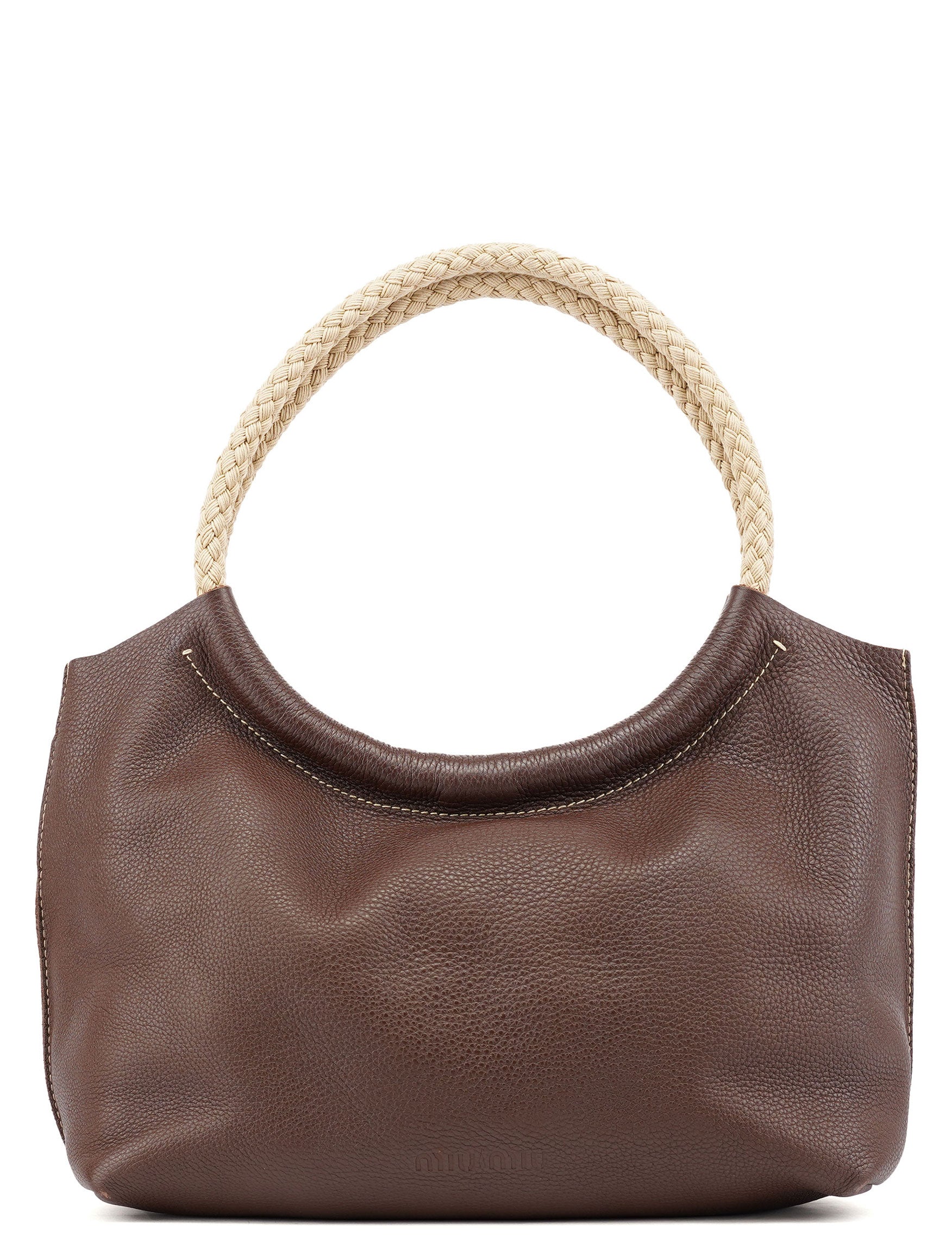 Miu Miu Sac porté épaule en cuir marron à anses en corde
