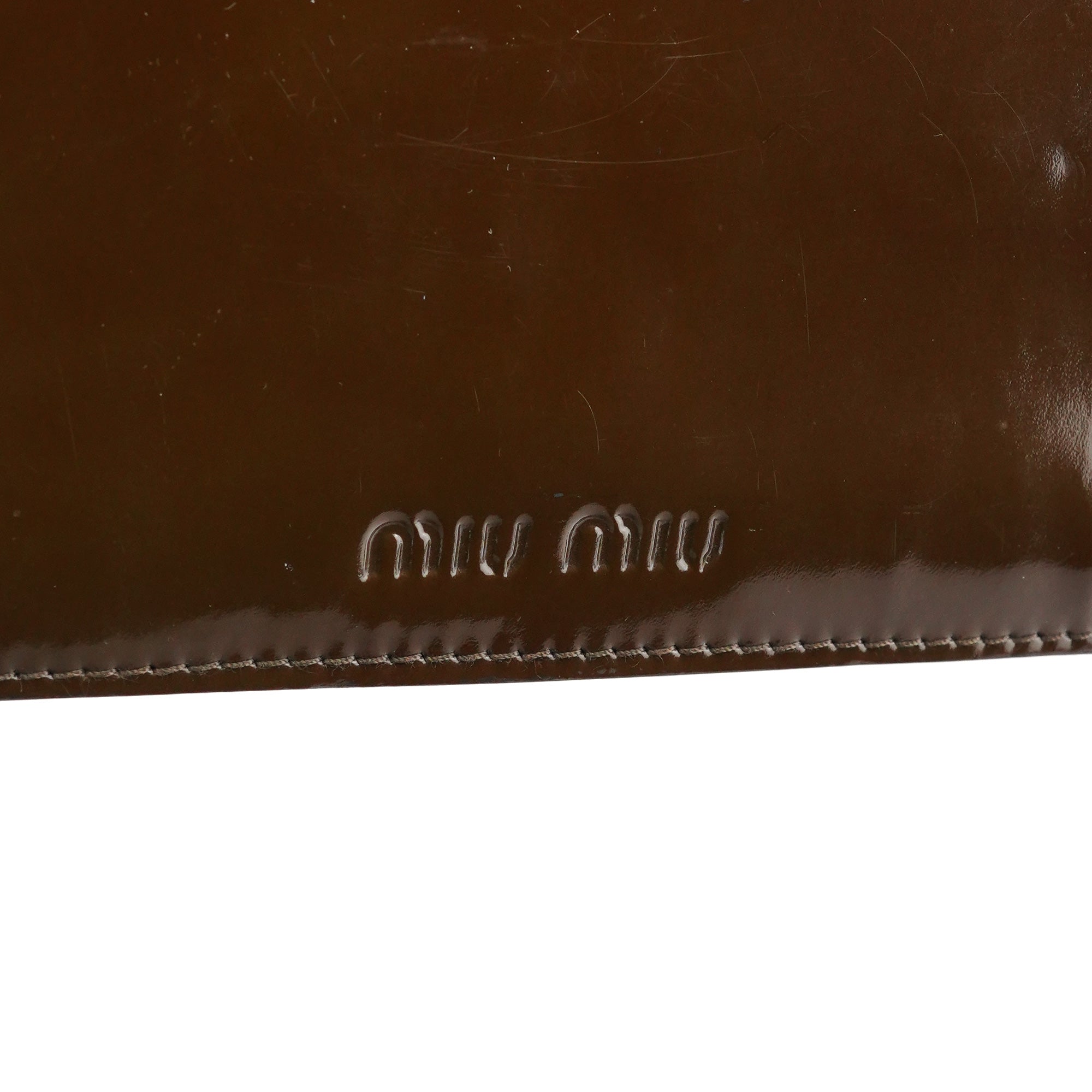 Miu Miu Brown Patent Leather Top Handle Bag
