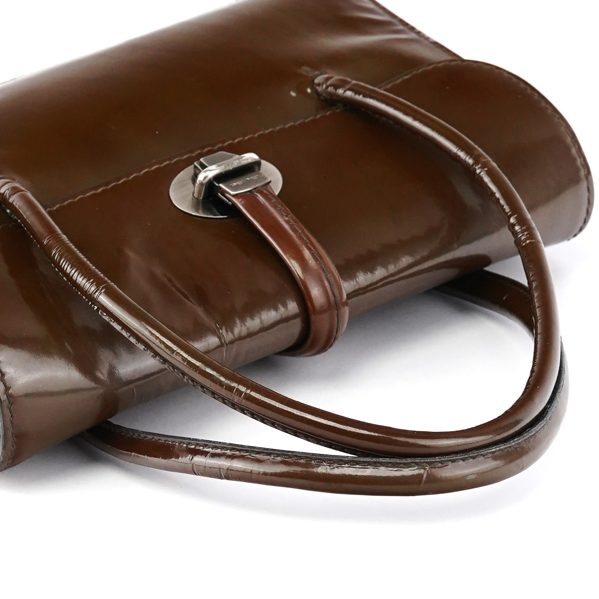 Miu Miu Brown Patent Leather Top Handle Bag