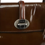 Miu Miu Brown Patent Leather Top Handle Bag