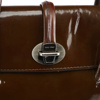 Miu Miu Brown Patent Leather Top Handle Bag