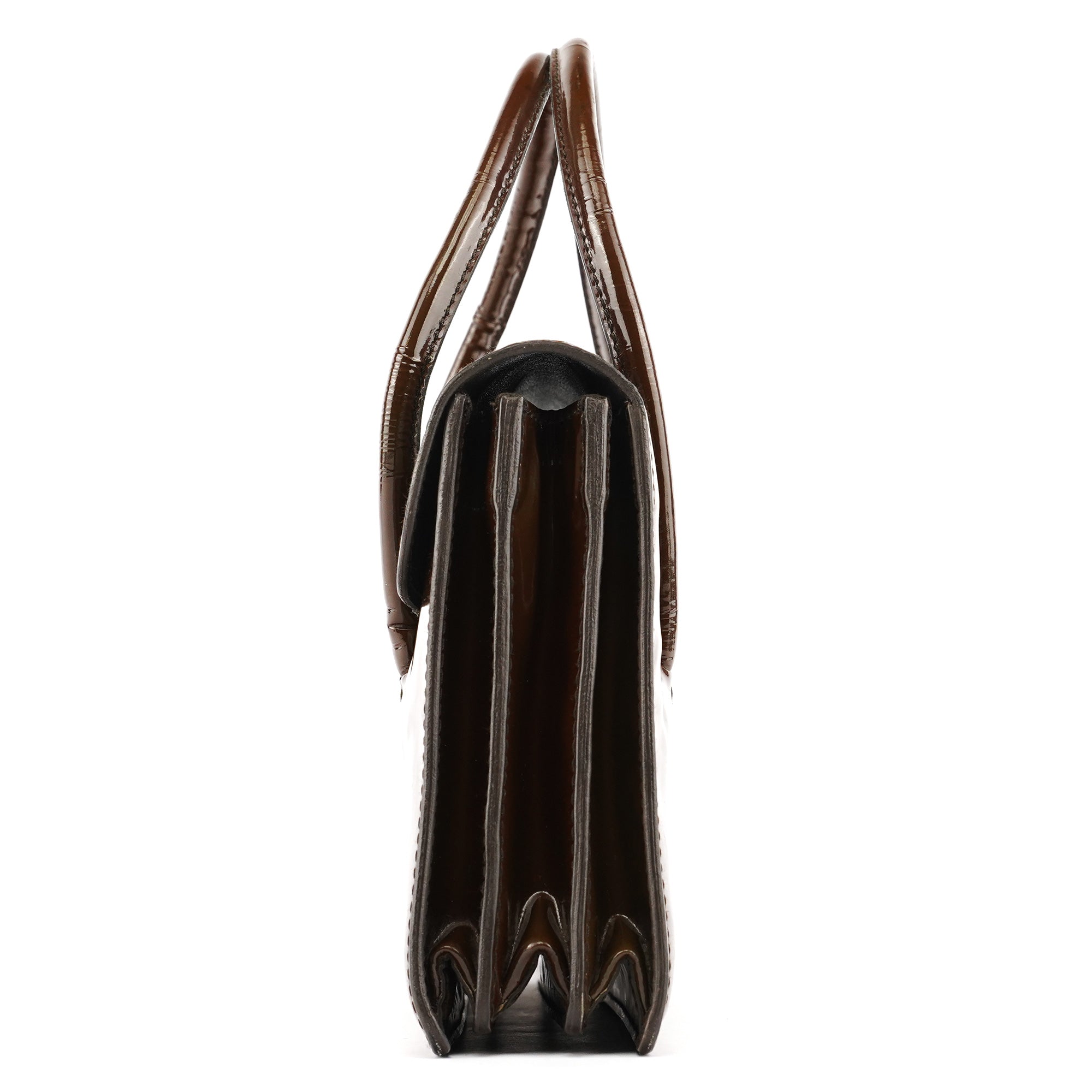 Miu Miu Brown Patent Leather Top Handle Bag