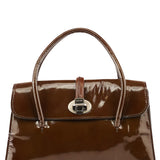 Miu Miu Brown Patent Leather Top Handle Bag