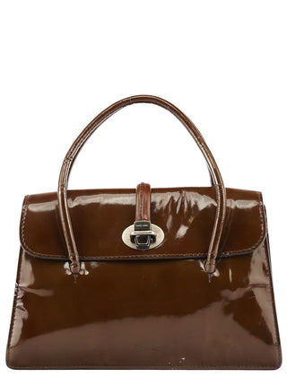 Miu Miu Brown Patent Leather Top Handle Bag