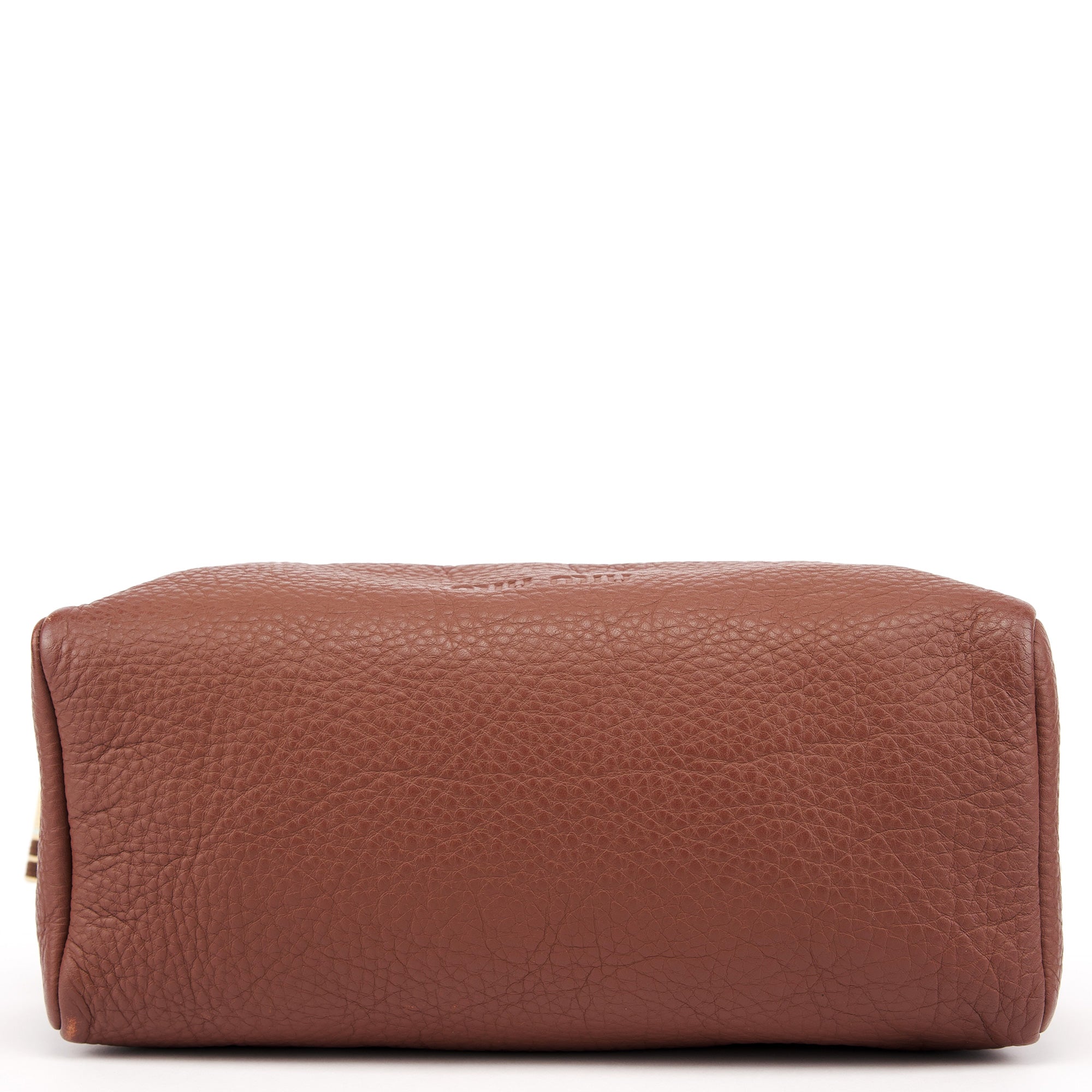 Miu Miu Sac porté épaule en cuir grainé marron