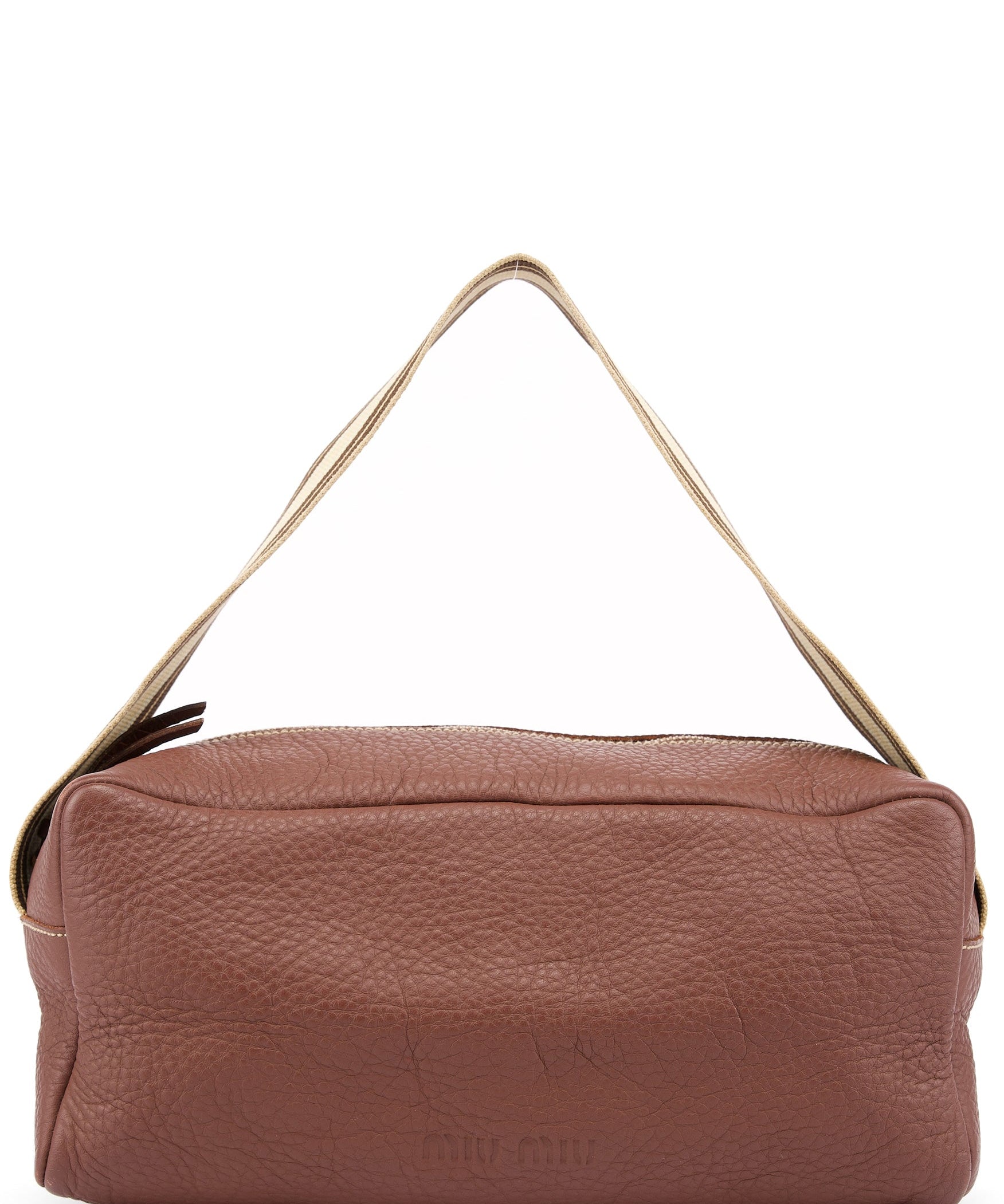 Miu Miu Brown Pebbled Leather Shoulder Bag