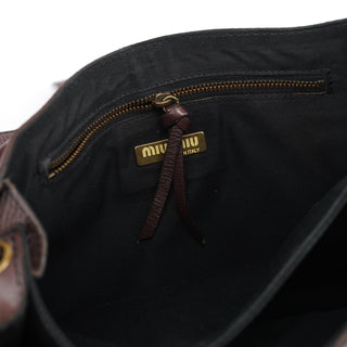Miu Miu Brown Textured Leather Buckle Shoulder Bag