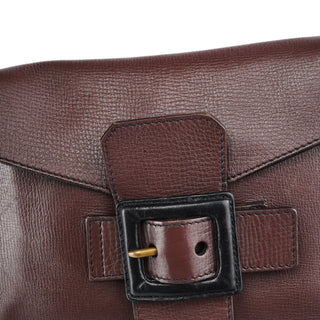 Miu Miu Brown Textured Leather Buckle Shoulder Bag