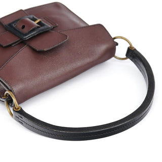 Miu Miu Brown Textured Leather Buckle Shoulder Bag