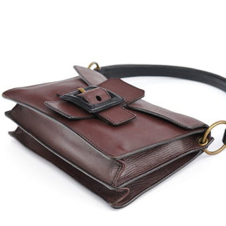Miu Miu Brown Textured Leather Buckle Shoulder Bag
