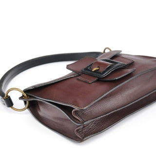 Miu Miu Brown Textured Leather Buckle Shoulder Bag