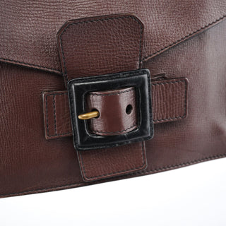 Miu Miu Brown Textured Leather Buckle Shoulder Bag