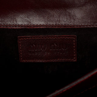Miu Miu Burgundy Leather Push-Lock Tote Bag