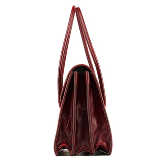 Miu Miu Burgundy Leather Push-Lock Tote Bag