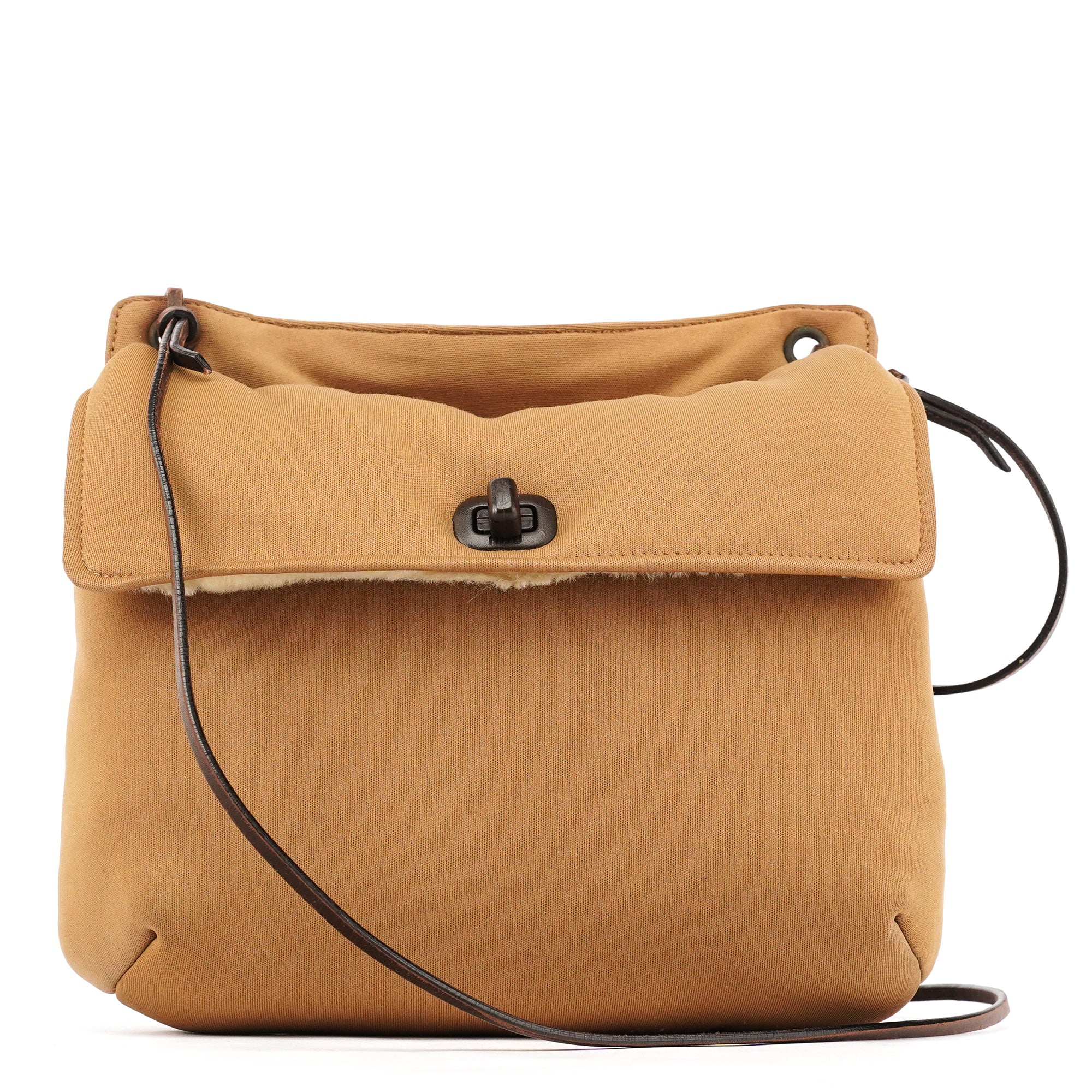 Miu Miu Herbst 1999 Umhängetasche aus Mesh in Beige mit Shearling-Futter