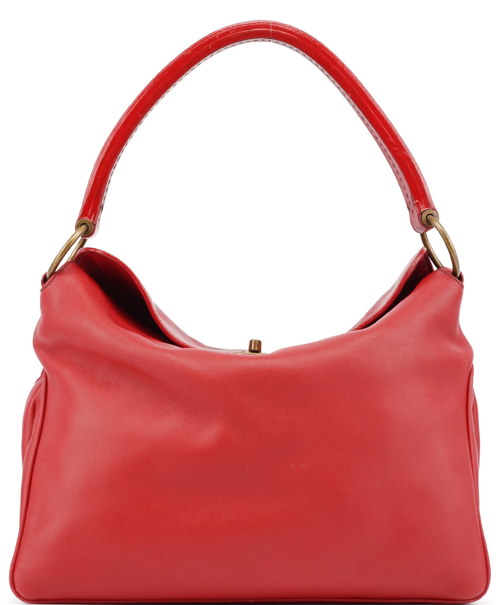 Miu Miu Fall 2003 Red Calfskin Turnlock Hobo Bag