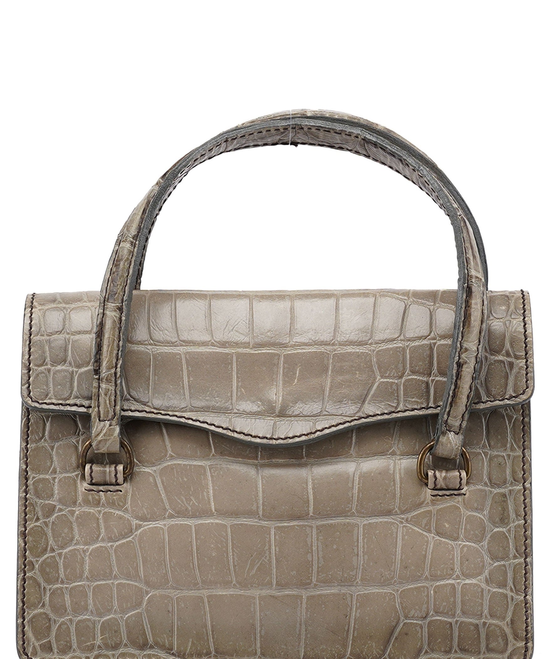 Miu Miu Grey Croc Embossed Tote Bag