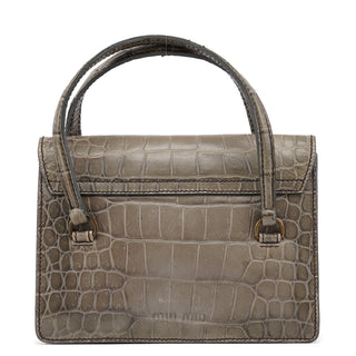 Miu Miu Grey Croc Embossed Tote Bag