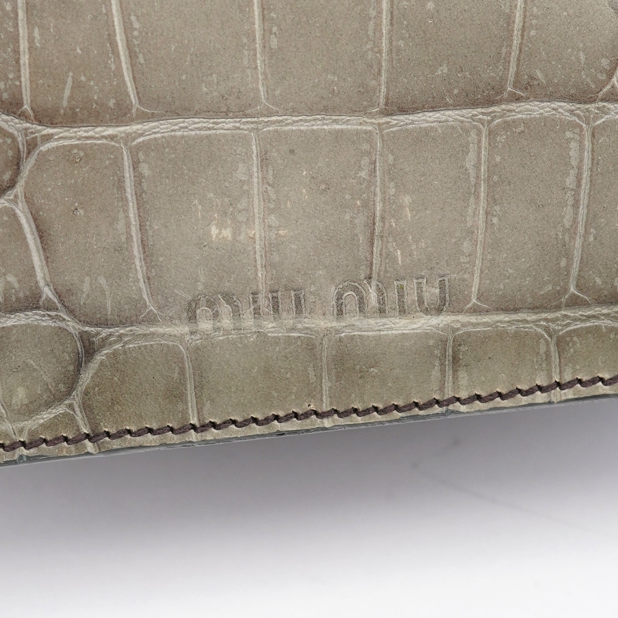 Miu Miu Grey Croc Embossed Tote Bag