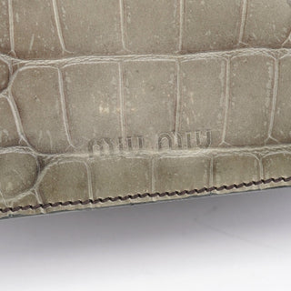 Miu Miu Grey Croc Embossed Tote Bag