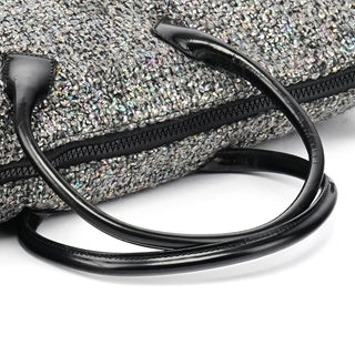 Miu Miu Grey Holographic Tweed Tote Bag
