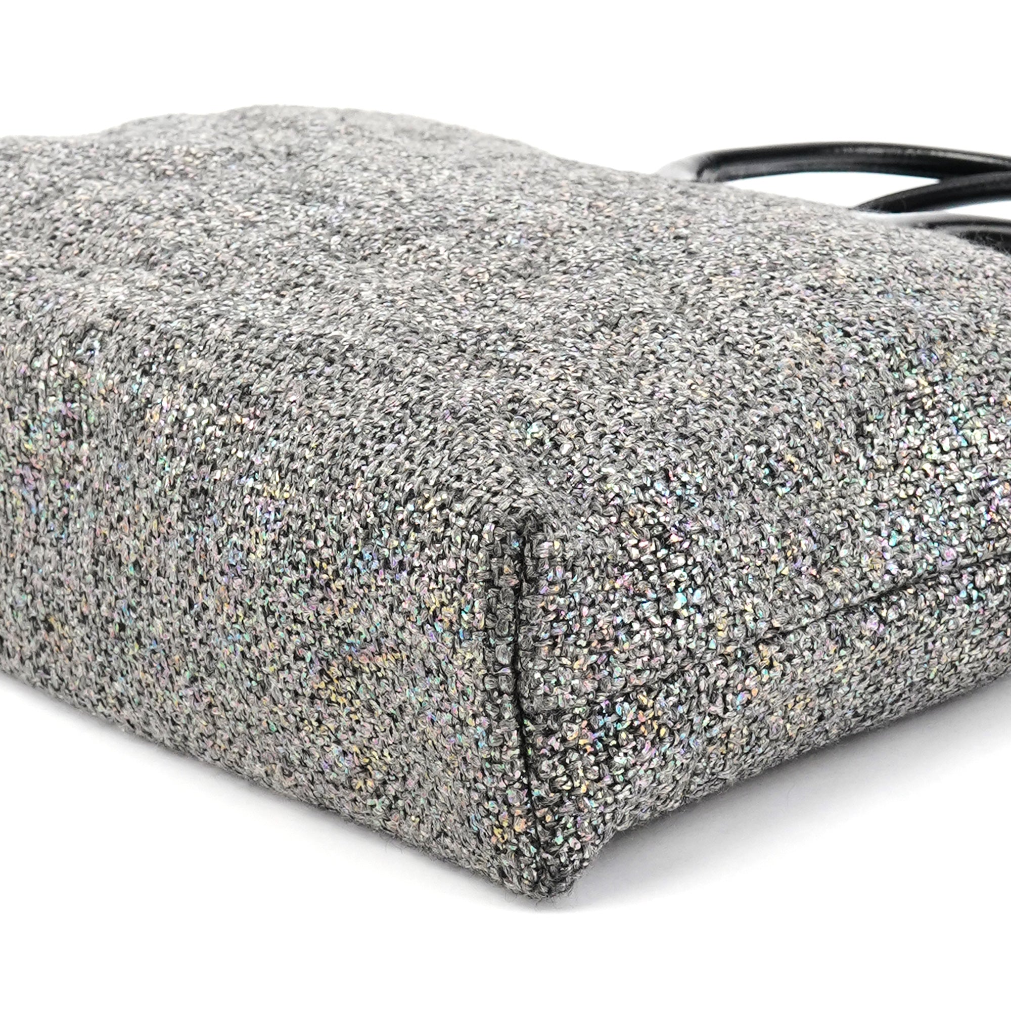 Miu Miu Grey Holographic Tweed Tote Bag