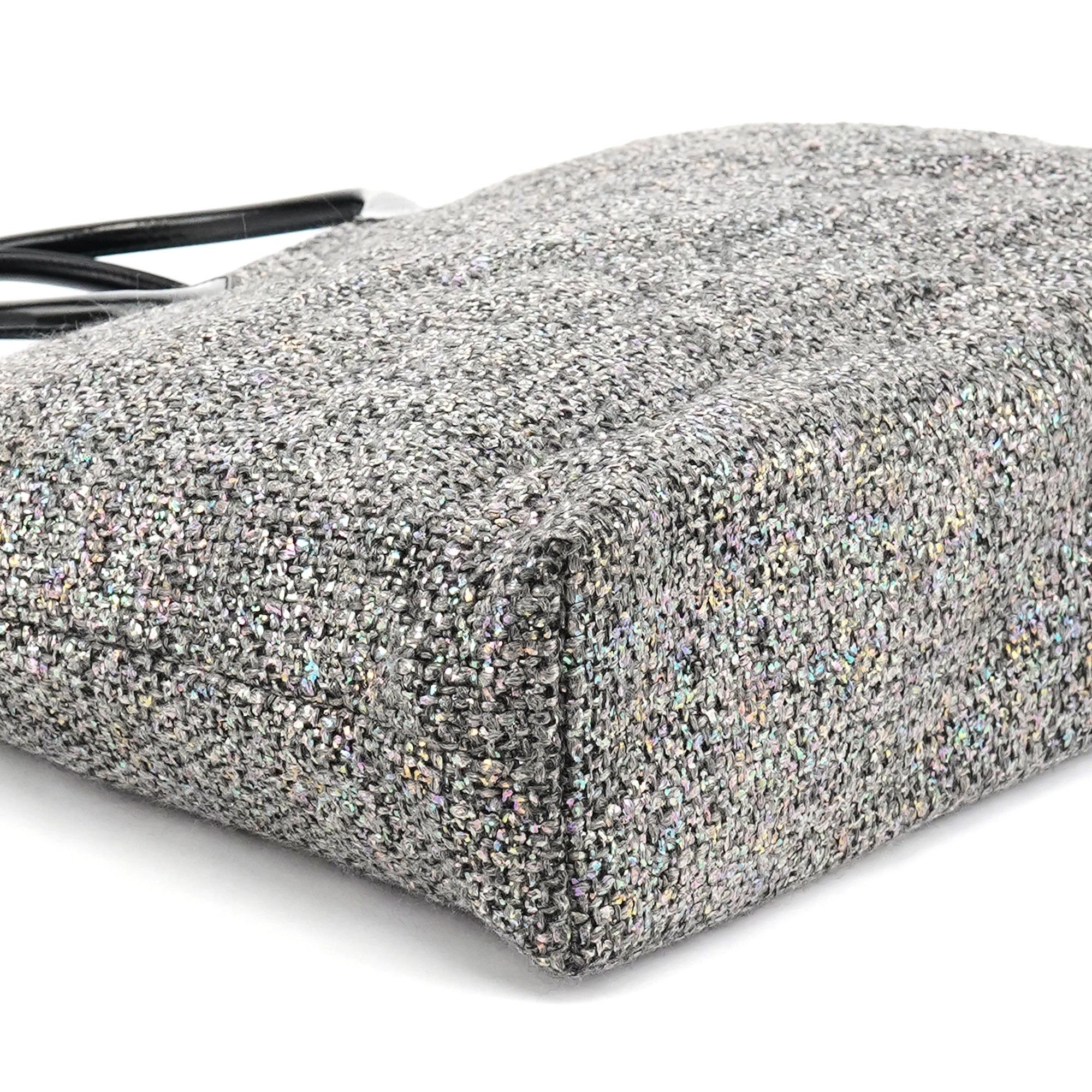 Miu Miu Grey Holographic Tweed Tote Bag