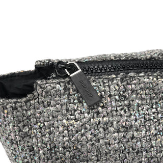 Miu Miu Grey Holographic Tweed Tote Bag