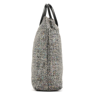 Miu Miu Grey Holographic Tweed Tote Bag
