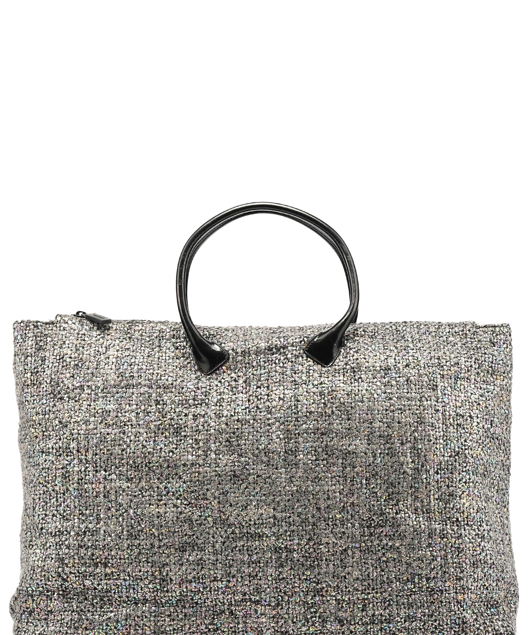 Miu Miu Grey Holographic Tweed Tote Bag