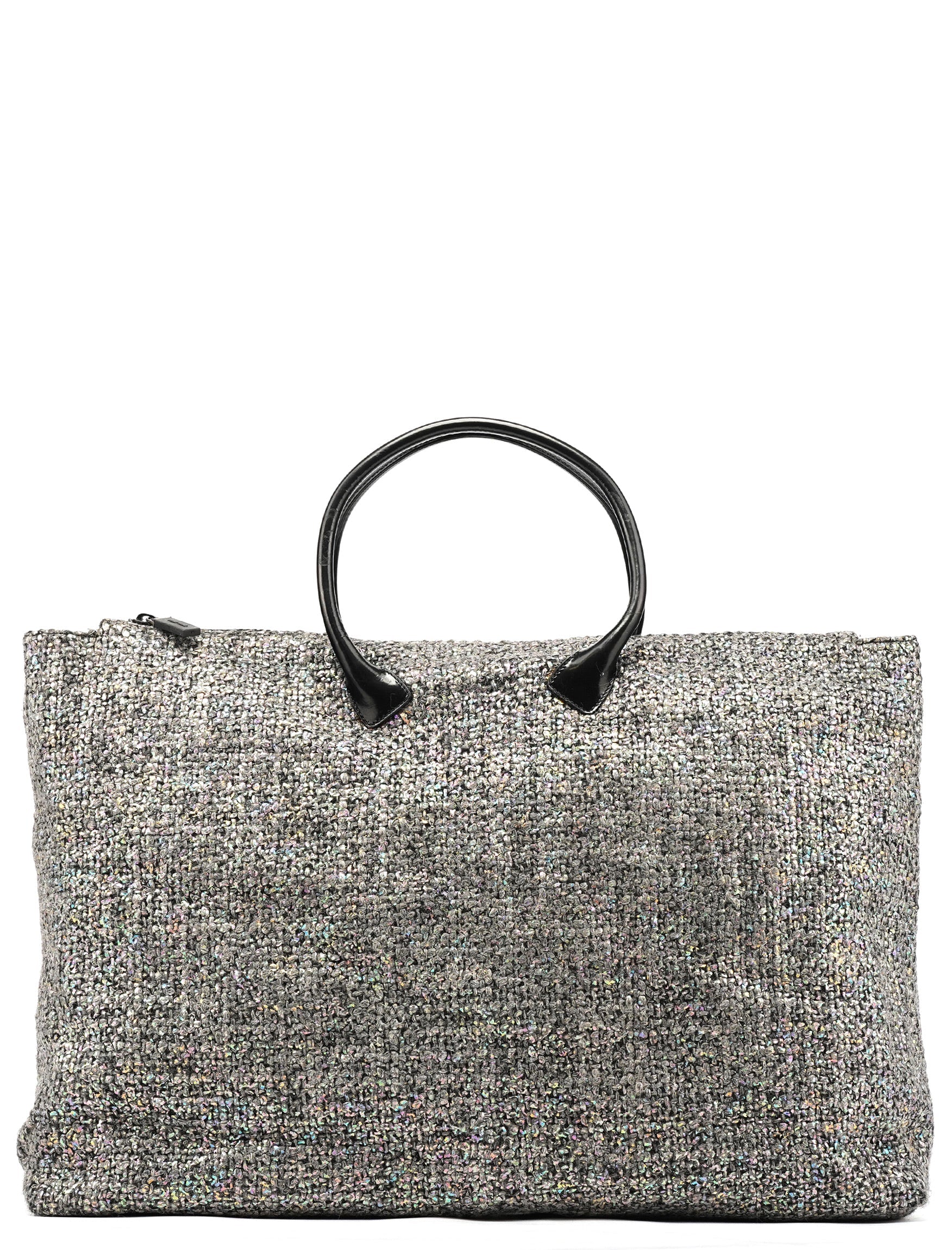 Miu Miu Grey Holographic Tweed Tote Bag